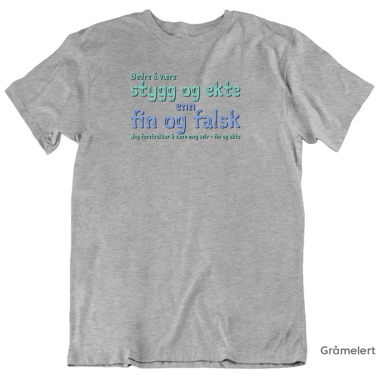 Fin og ekte T-skjorte FARGET trykk